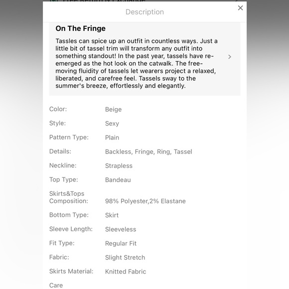 Ring Linked Crop Tube Top & Fringe Trim Asymmetrical Hem Skirt set - Picture 5 of 6